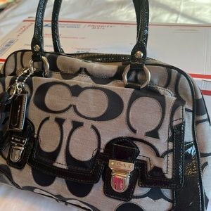 Coach Signature Satchel in Black and Gray